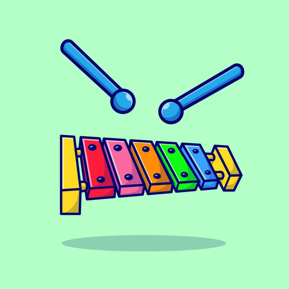Marching Bells Cartoon Vector Icon Illustration. Music Object Icon Concept Isolated Premium Vector. Flat Cartoon Style