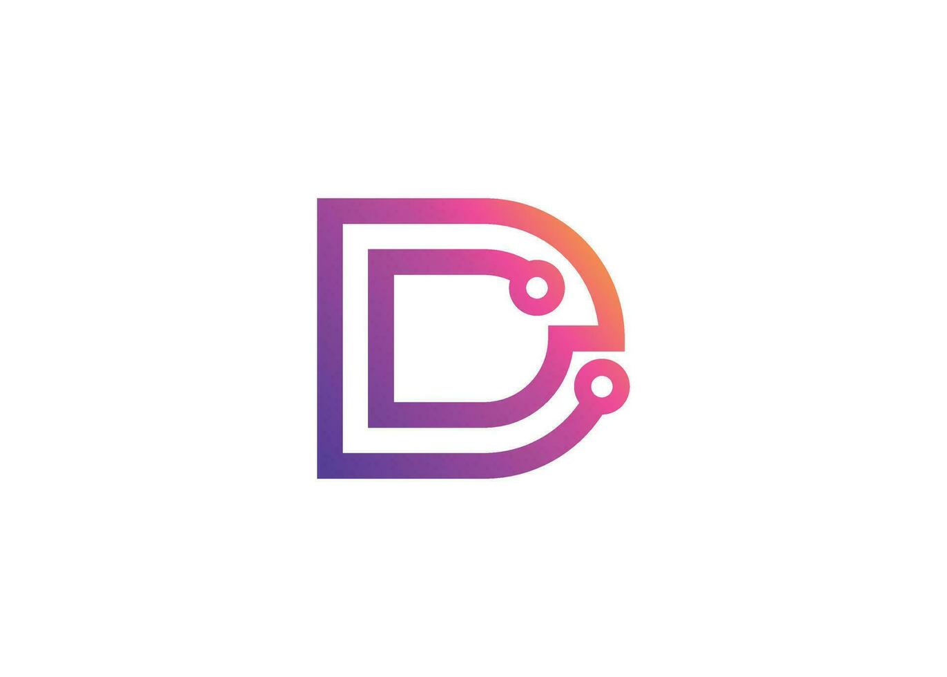 Letter D Technology vector monogram logo design template. Letter D molecule, Science and Bio technology Vector logo