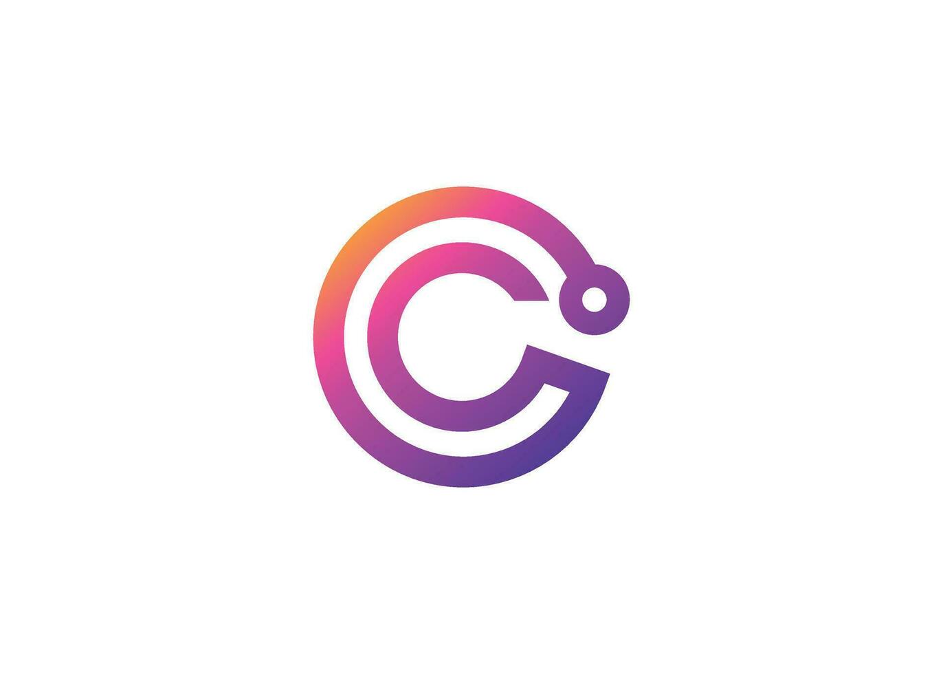 Letter C Technology vector monogram logo design template. Letter C molecule, Science and Bio technology Vector logo