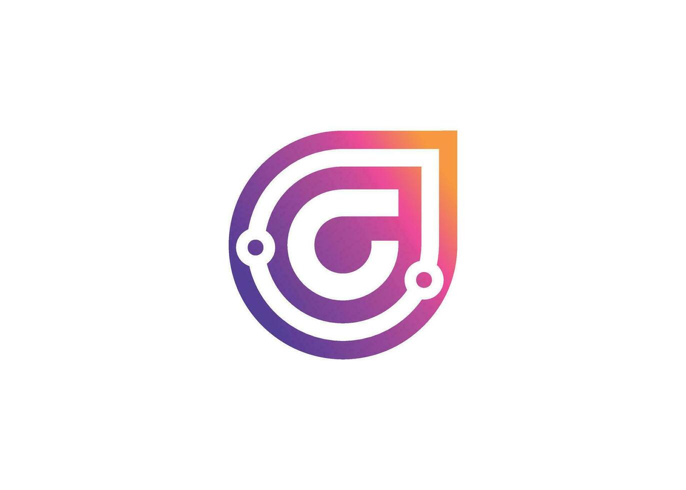 Letter C Technology vector monogram logo design template. Letter C molecule, Science and Bio technology Vector logo