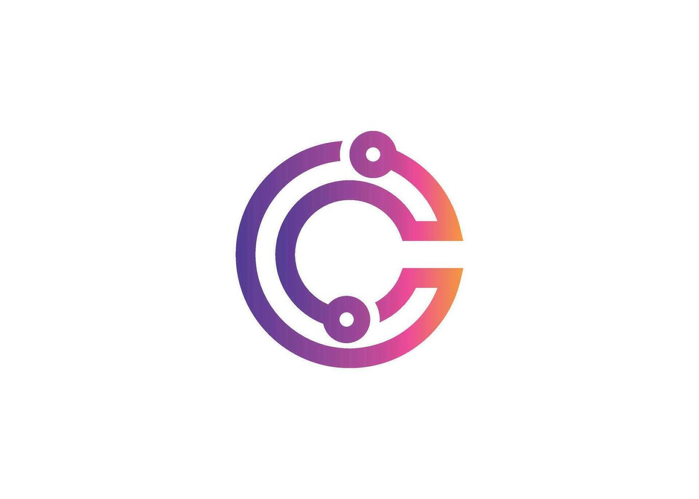Letter C Technology vector monogram logo design template. Letter C molecule, Science and Bio technology Vector logo