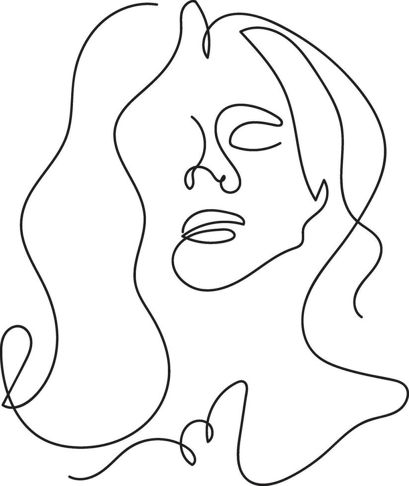 Woman Line Art, Flower head Feminine Illustration, Woman face with flowers line, Minimalist Logo, Line Drawing, Nature Organic Cosmetics Makeup, vector