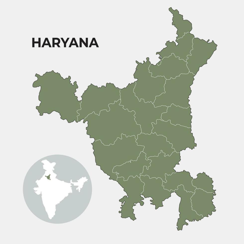 Haryana locator map showing District and its capital vector