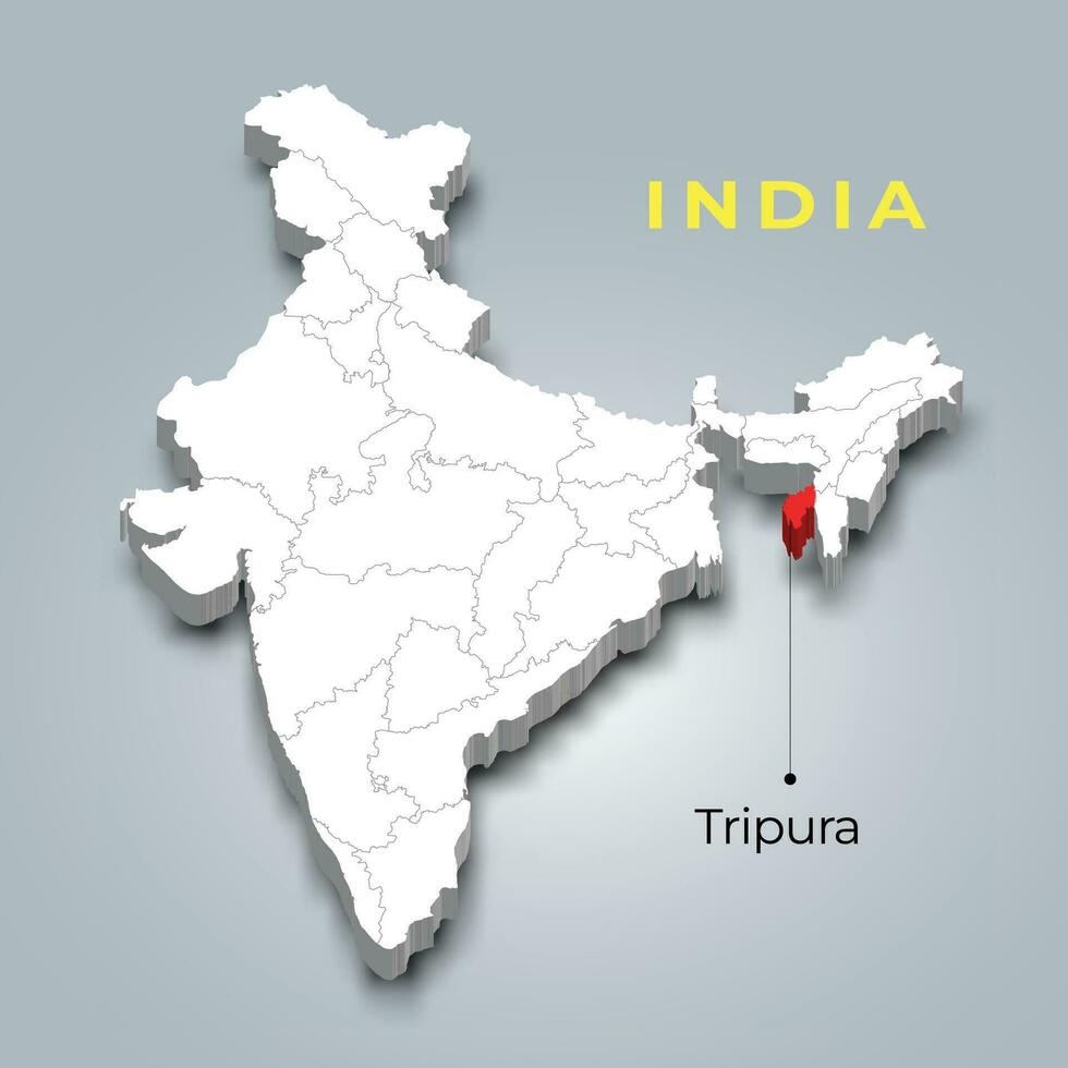 tripura estado mapa ubicación en indio 3d isométrica mapa. tripura mapa vector ilustración