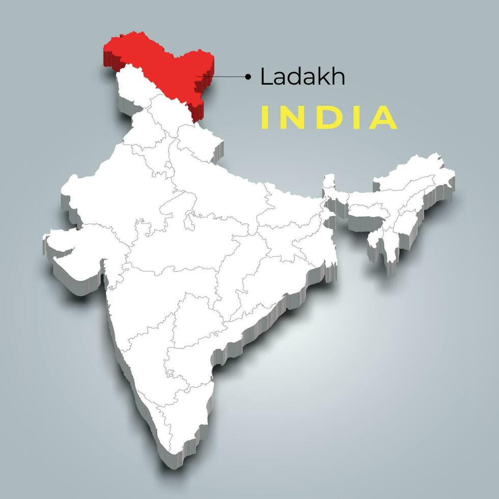 ladakh mapa ubicación en indio 3d isométrica mapa. ladakh mapa vector ilustración