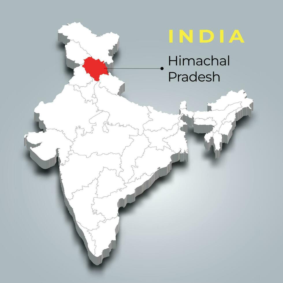 himachal Pradesh mapa ubicación en India 3d isométrica mapa. himachal Pradesh mapa vector ilustración