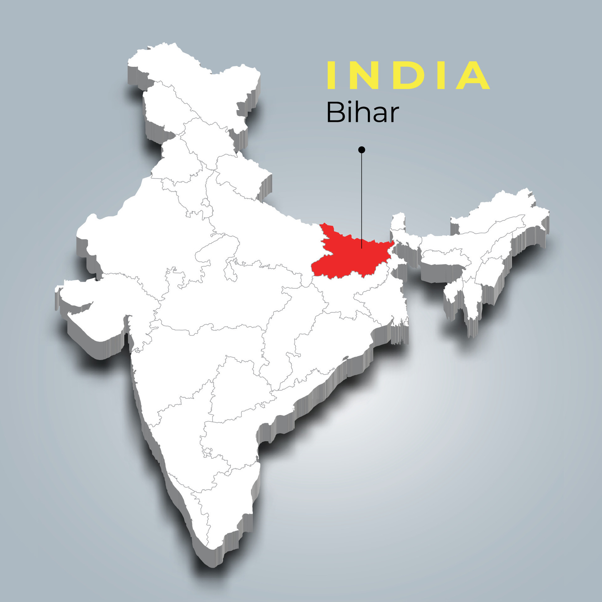 Bihar State Map Location In Indian 3d Isometric Map Bihar Map Vector 