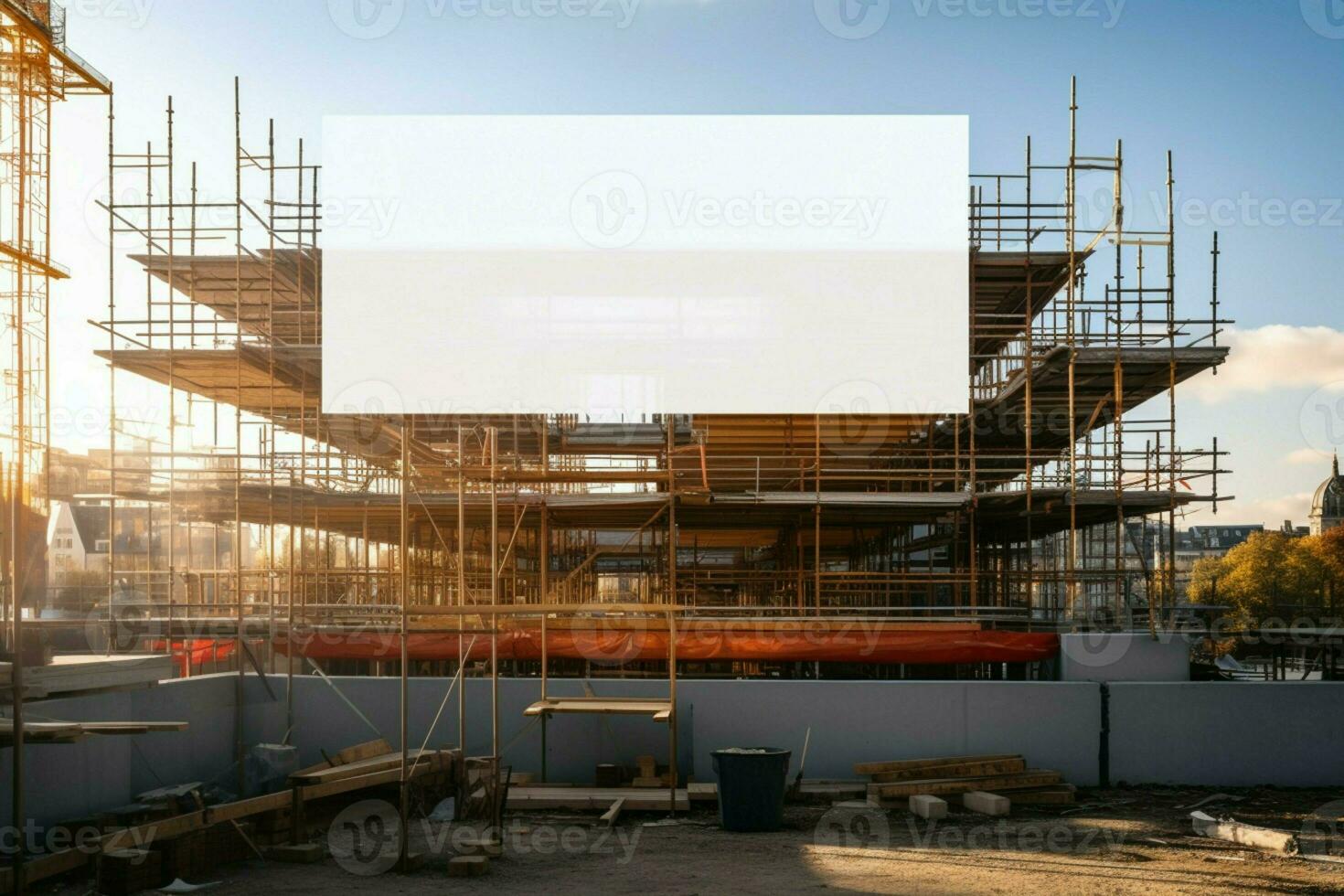 AI generated Construction visualization Scaffold and building mock up for efficient project planning AI Generated photo