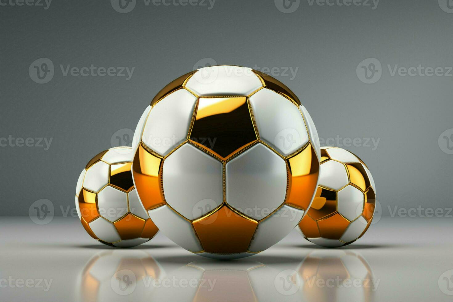 AI generated A soccer ball gleaming against a bright backdrop creating a dynamic scene AI Generated photo