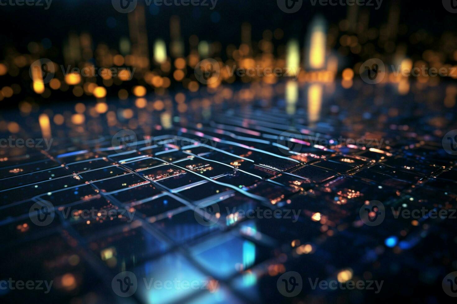 AI generated Global connectivity transformed data flow in a futuristic tech vista photo