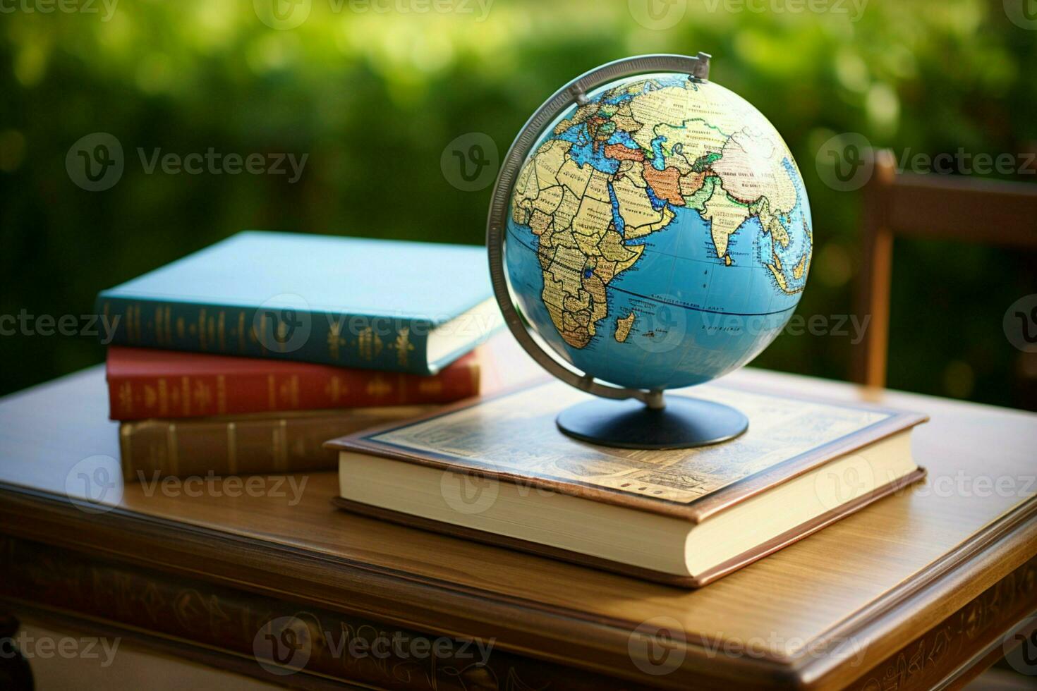 AI generated Globe and books A symbol of global knowledge and education
