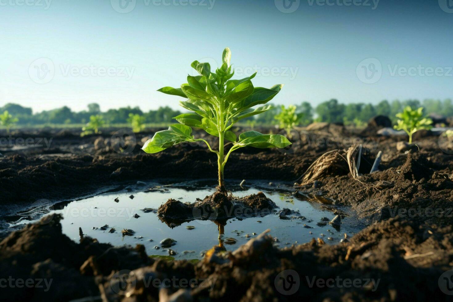 AI generated Environmental stewardship A tree being planted to contribute to climate change mitigation AI Generated photo