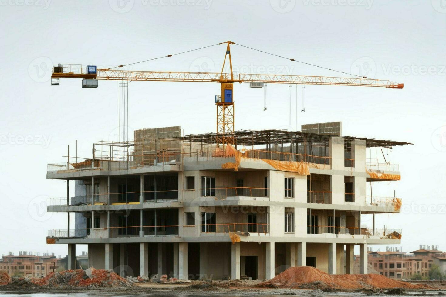 ai generado construcción en atención edificio debajo construcción aislado en un blanco antecedentes ai generado foto