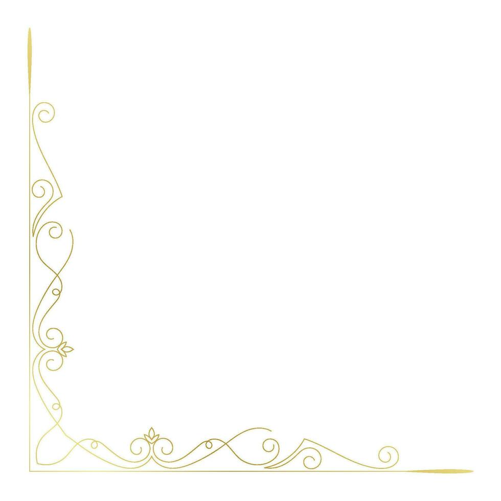 Clásico esquina líneas en el forma de oro arrollado flores son hecho dentro un barroco estilo marco. vector