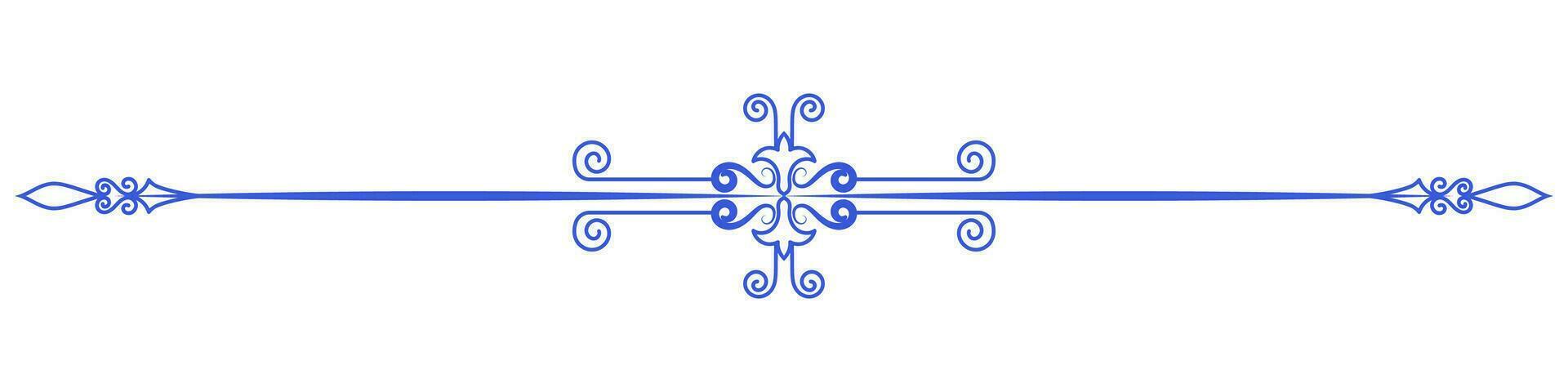 Blue Lines Floral Curling Ornament Horizontal Vintage Style vector