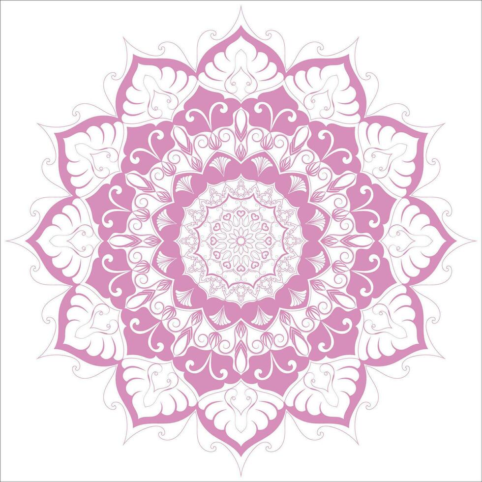 Pink circle mandala lines for decorating fabric. Printing on decorative card paper vector
