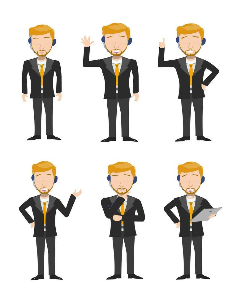 Assorted Vector Illustrations - Businessman with Headset or Customer Service