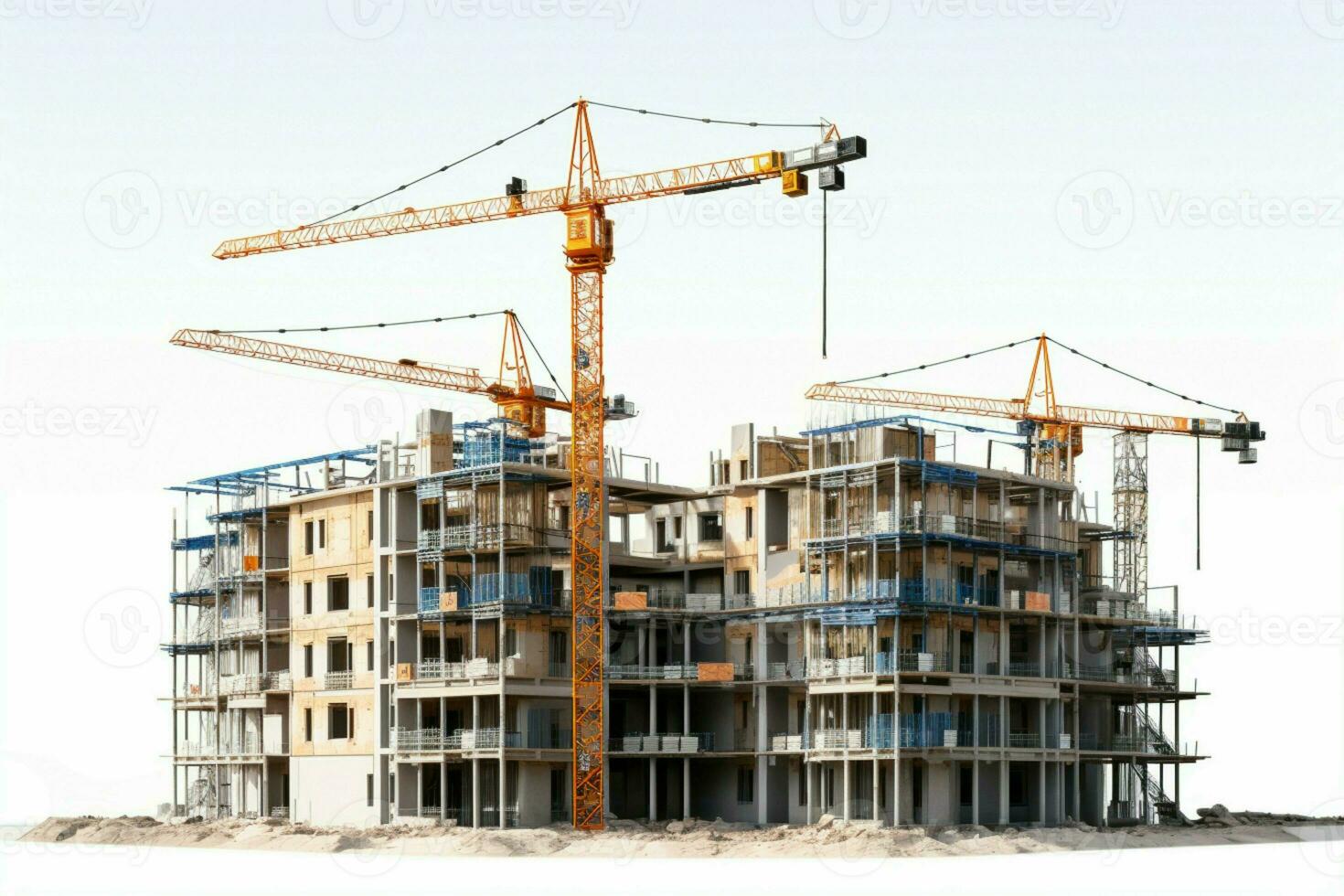 AI generated Building evolution Under construction structure isolated against a clean white background AI Generated photo