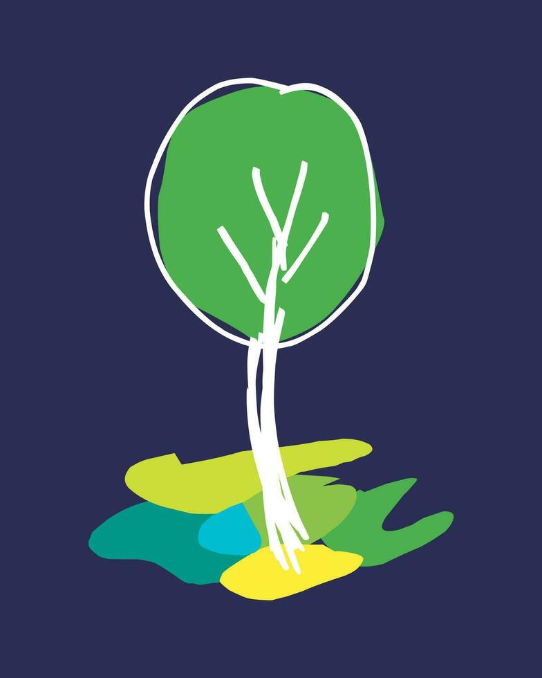 Tree icon. Vector illustration of a tree on a blue background.