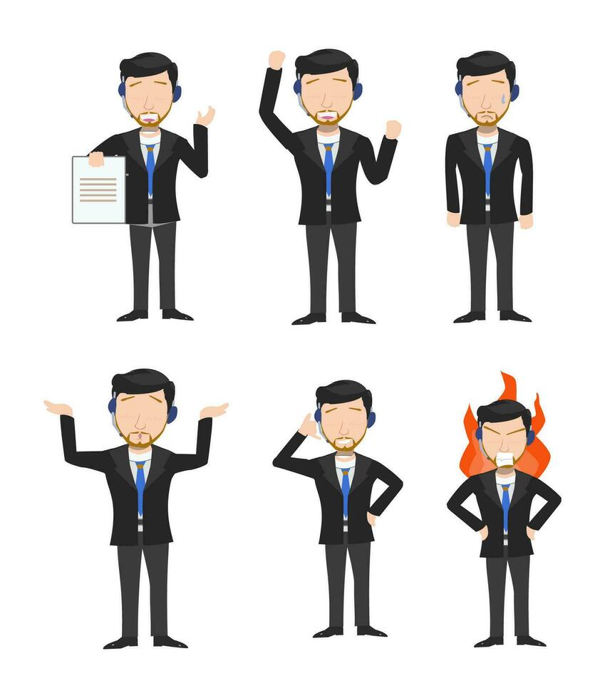 Cartoon Vector Graphics - Diverse Businessman or Customer Service Characters