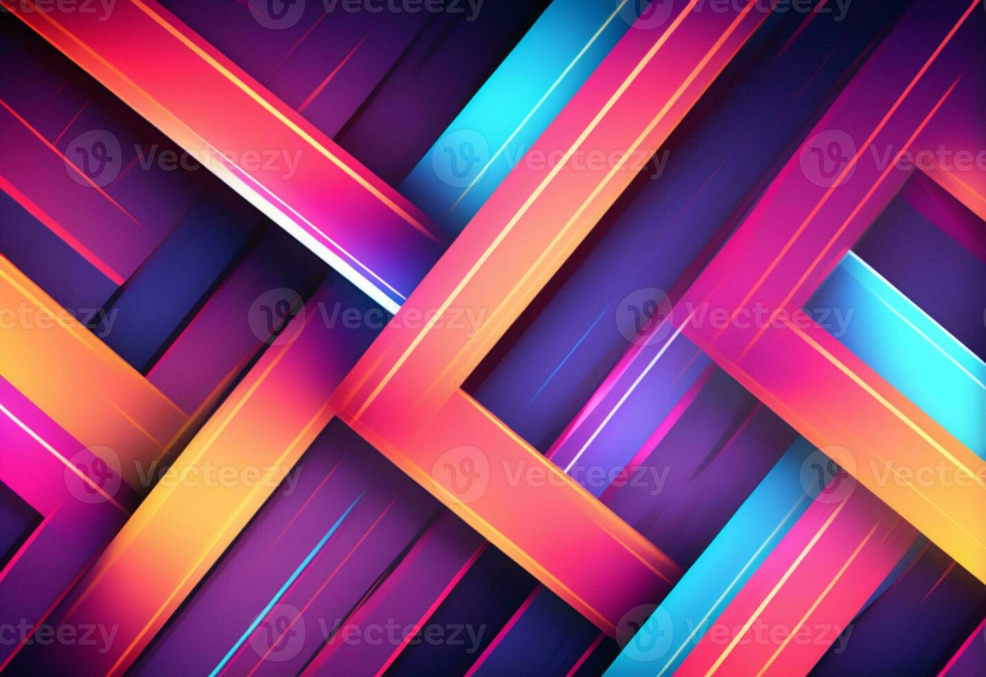 AI generated Neon abstract texture background with geometric lines, rectangle form shapes. photo