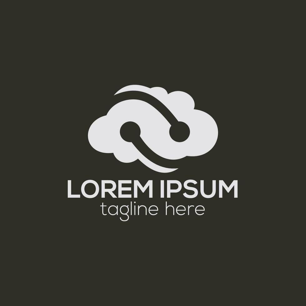 Cloud security data, tech logo design concept isolated vector template illustration