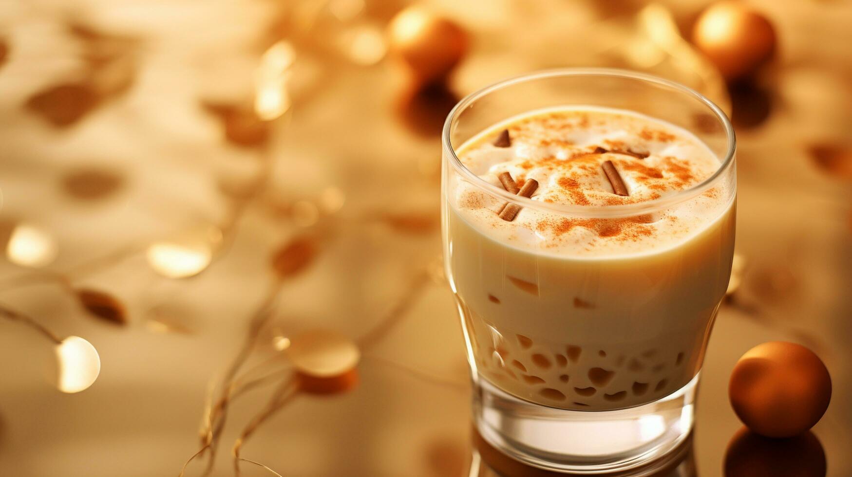 AI generated Christmas traditional drink Eggnog serve on the table photo