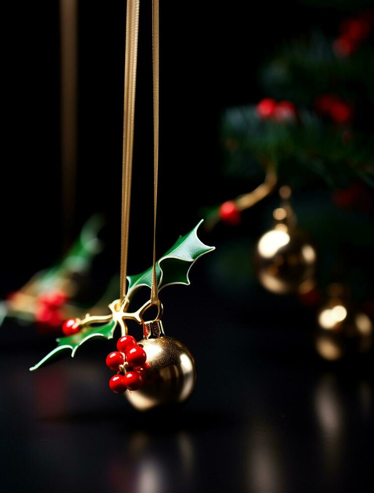 AI generated christmas decoration and mistletoe photo