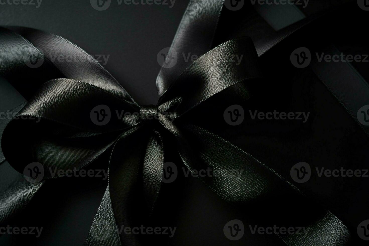 AI generated Black gift satin knot. Generate ai photo