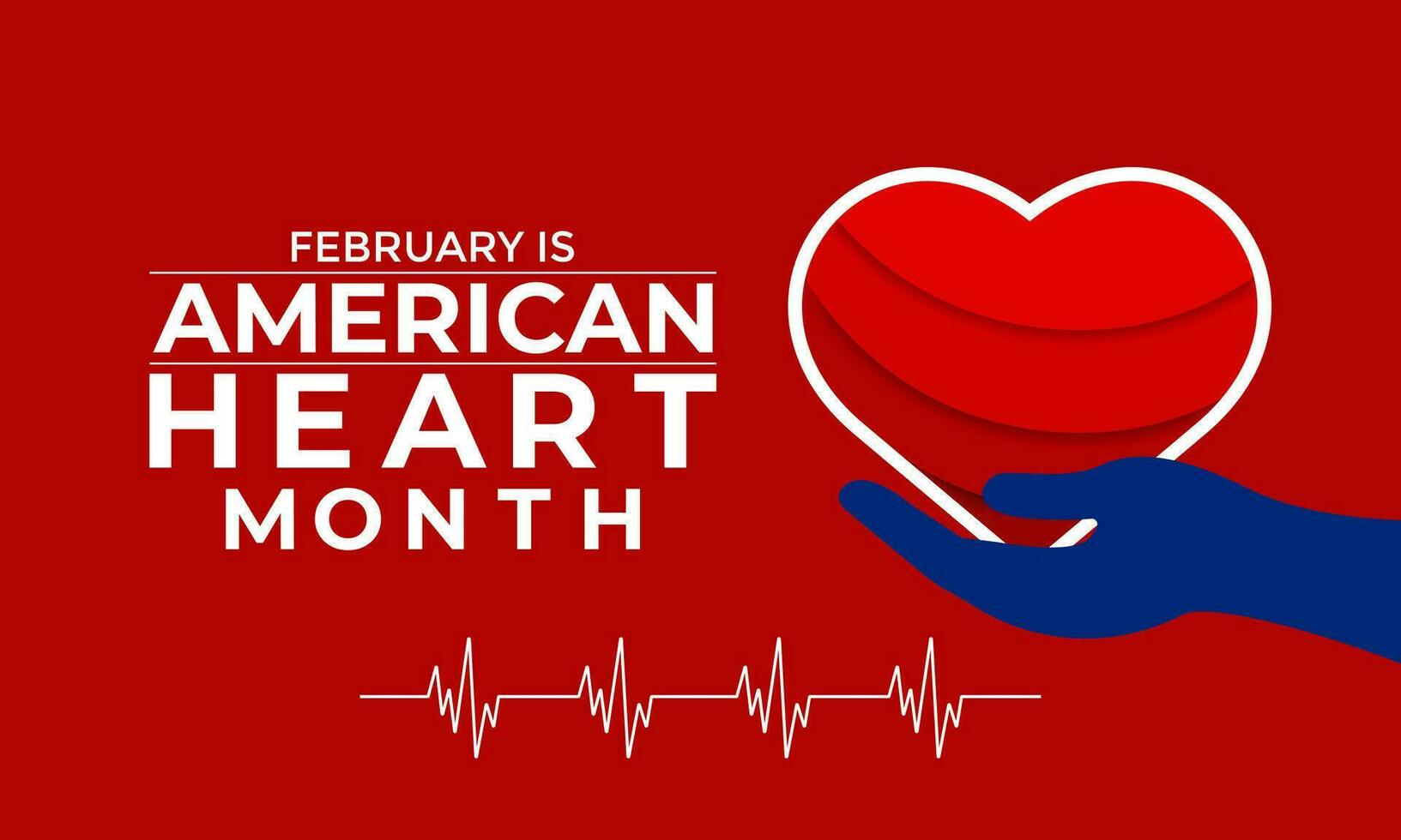 vector illustration of February is American heart month.For banner, flyer, poster design template.
