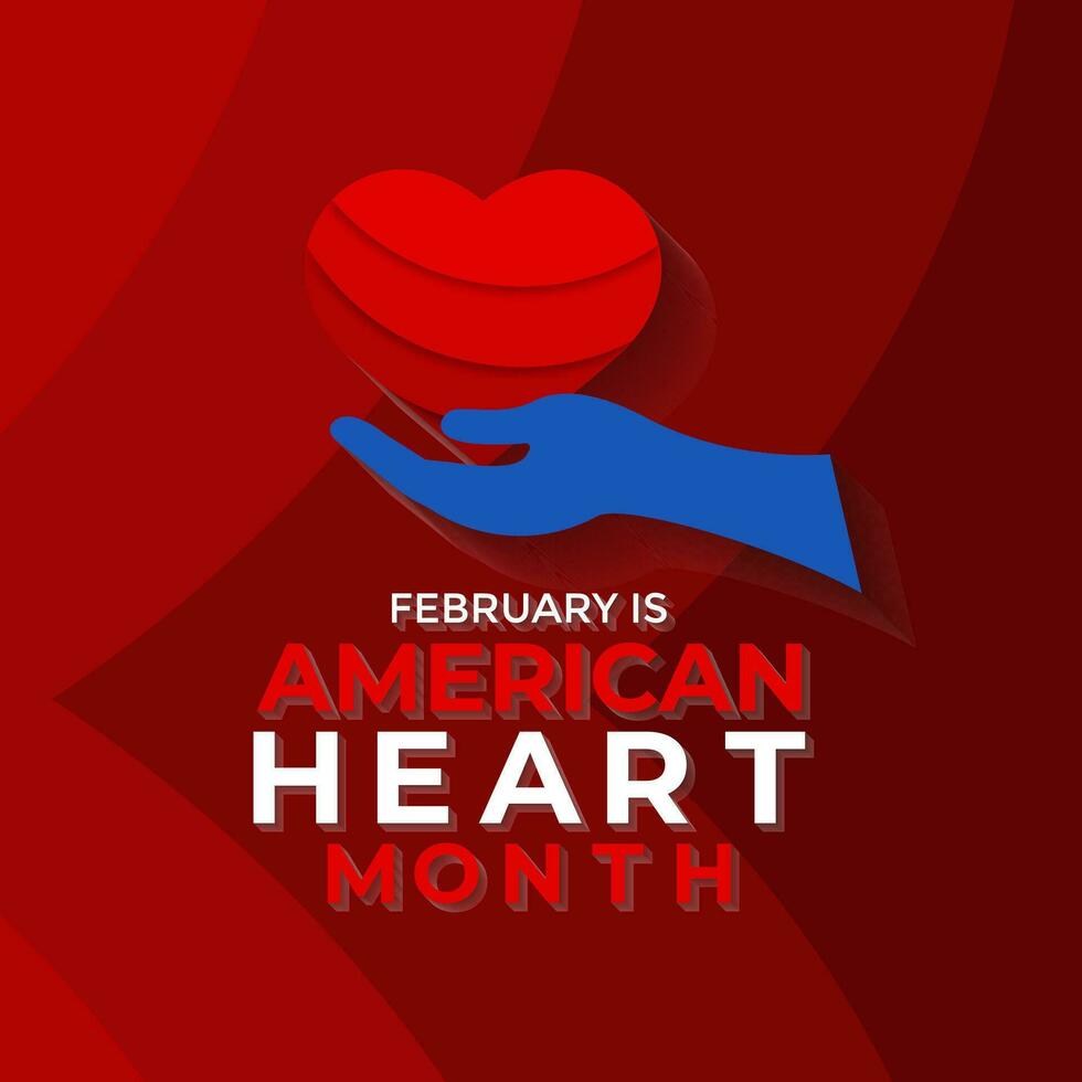 vector illustration of February is American heart month.For banner, flyer, poster design template.