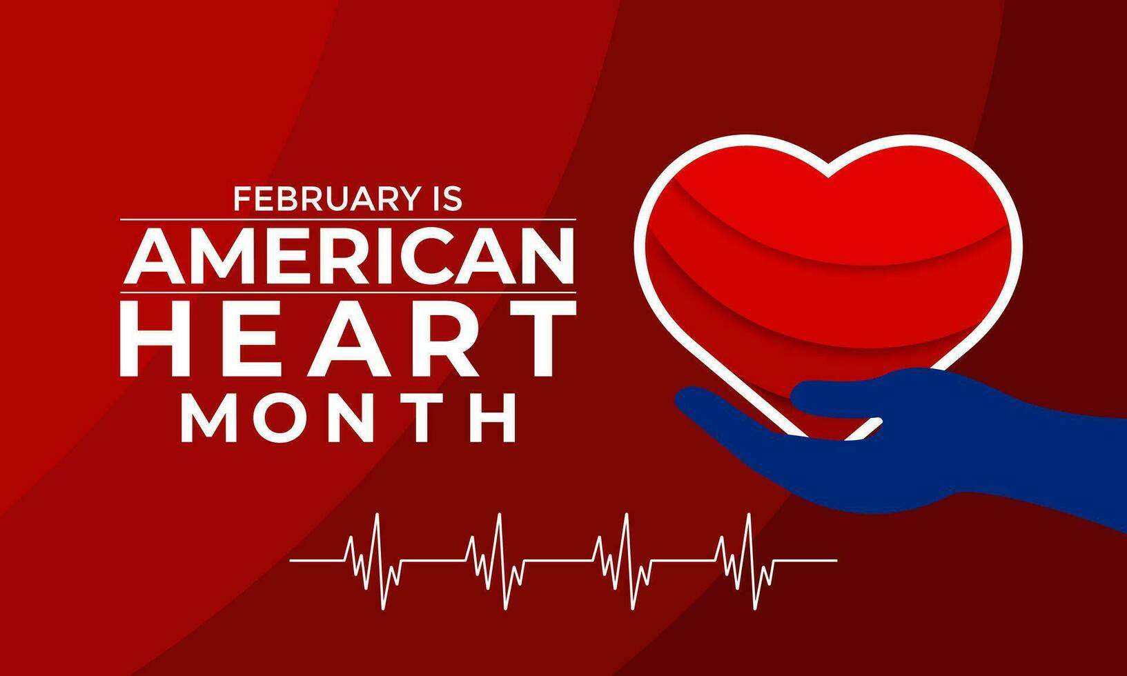 vector illustration of February is American heart month.For banner, flyer, poster design template.