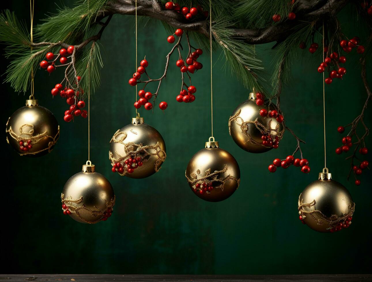 AI generated christmas decoration and mistletoe photo