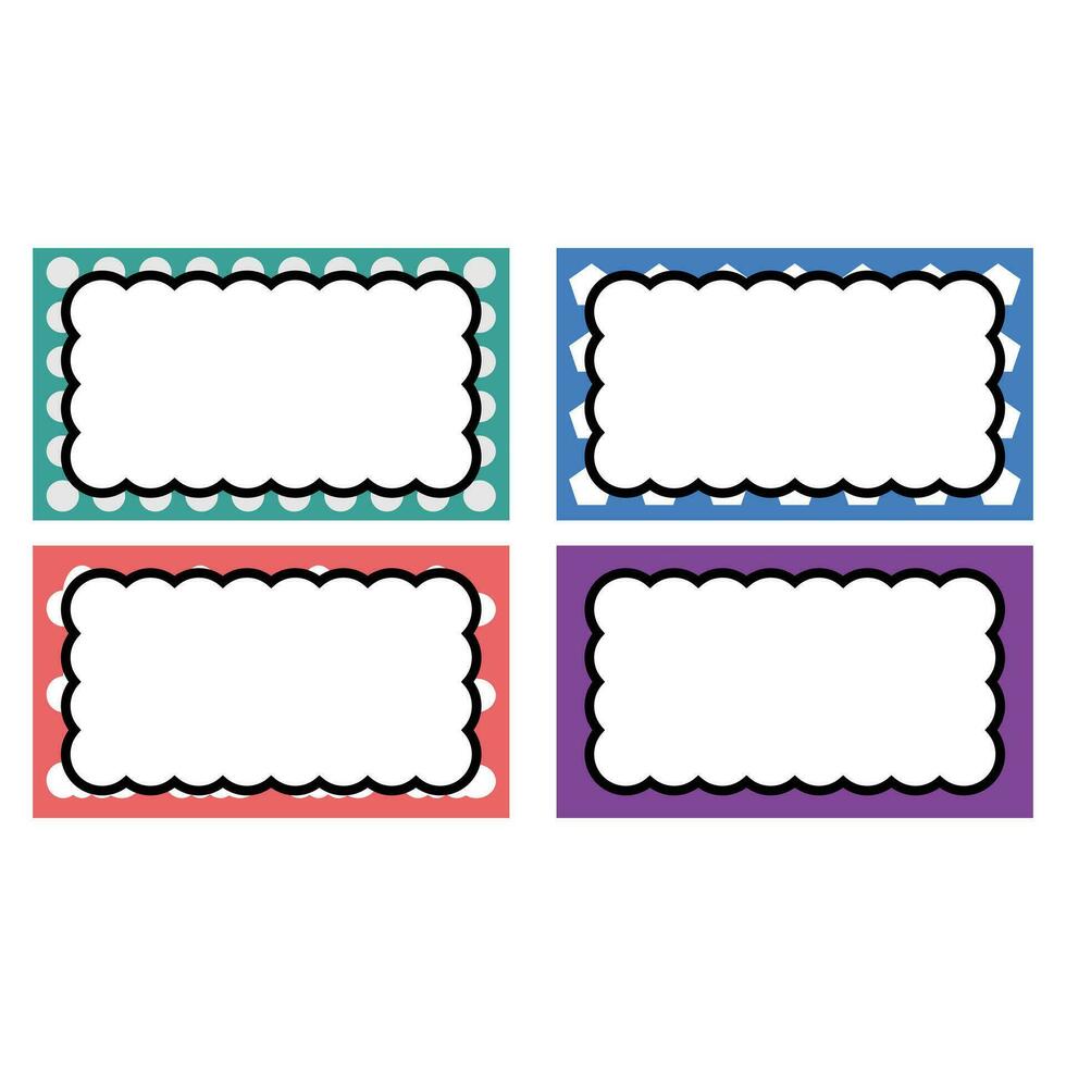 Set of retro frames. Vector illustration in flat style. EPS 10. sticker labels to identify a book or our belongings. Cute sticker design for children that can be printed