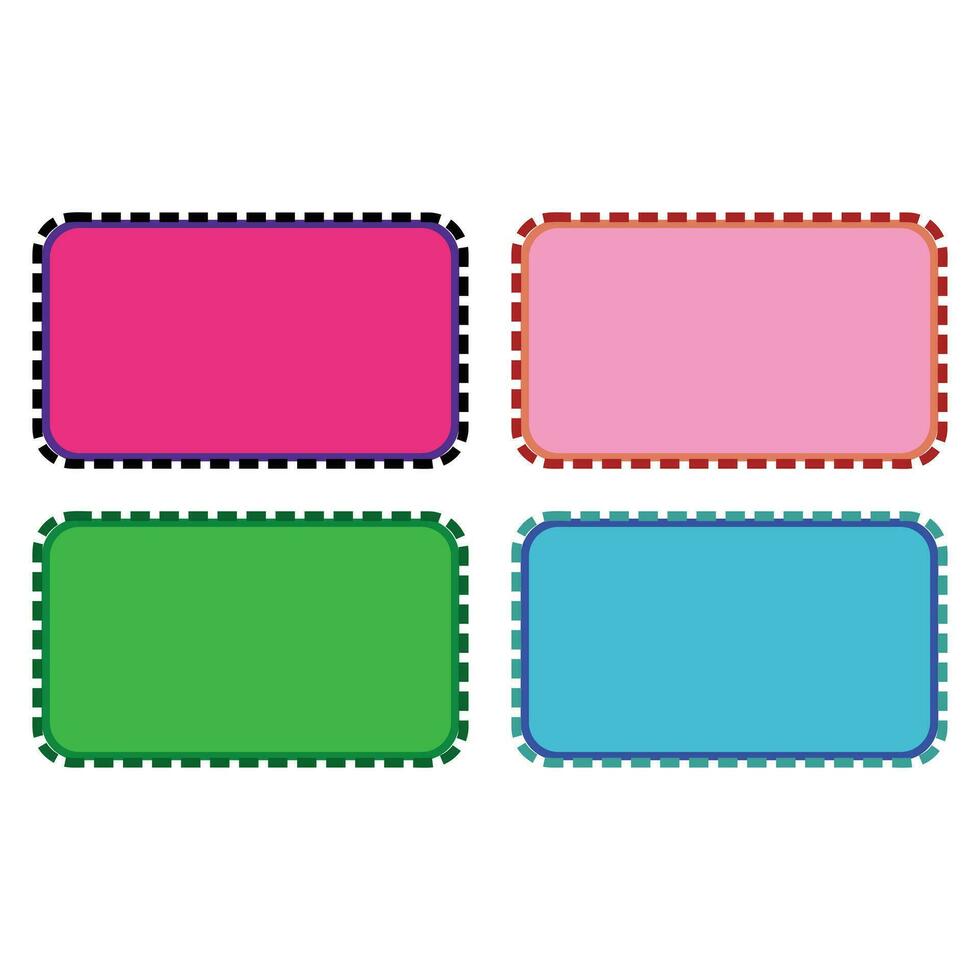 Set of blank frames with empty space for your text. Vector illustration. sticker labels to identify a book or our belongings. Cute sticker design for children that can be printed