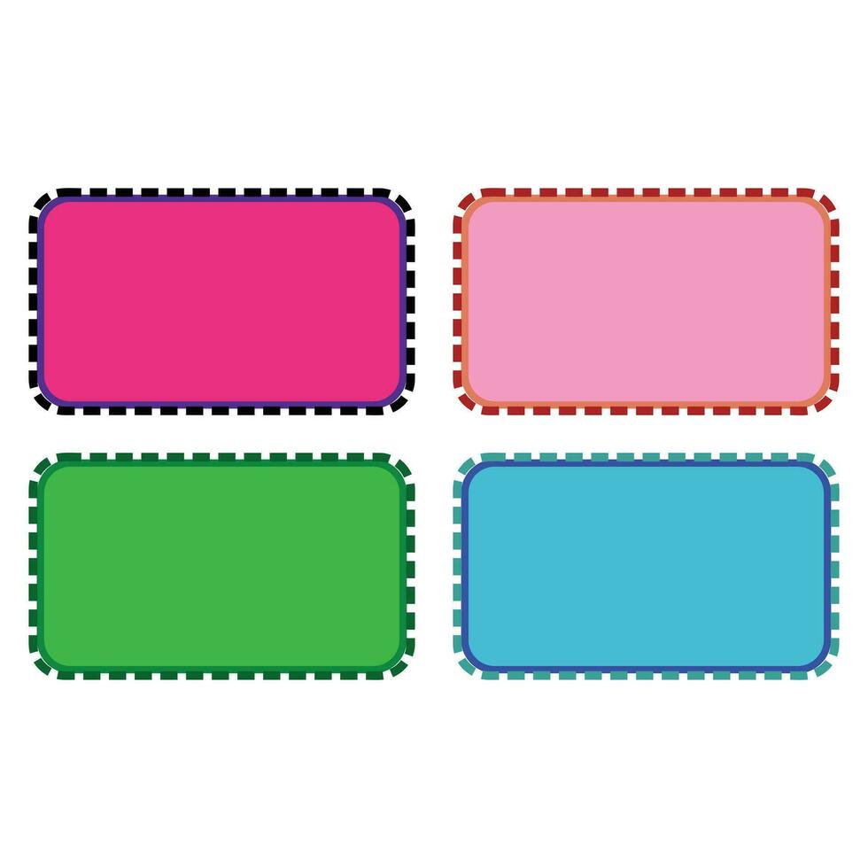 Set of blank frames with empty space for your text. Vector illustration. sticker labels to identify a book or our belongings. Cute sticker design for children that can be printed