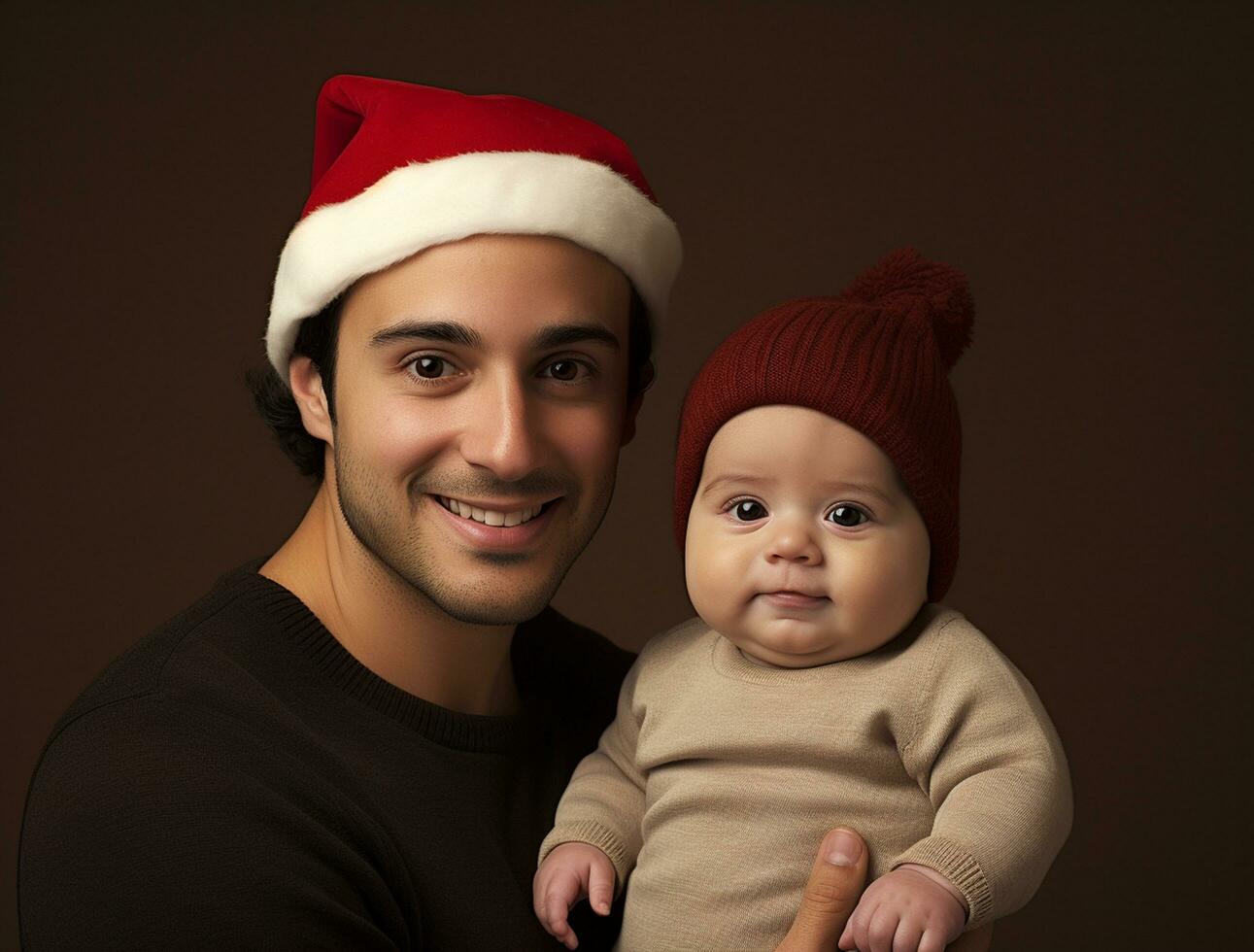 ai generado un hombre y bebé celebrando Navidad foto