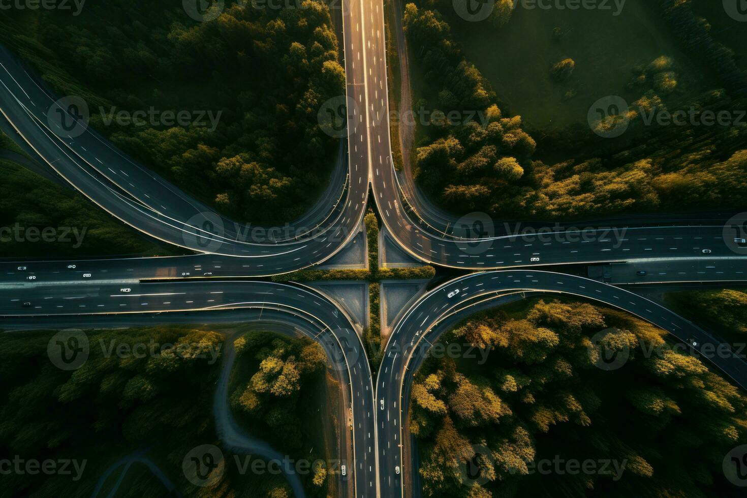AI generated Asphalted Intersection highway road. Generate Ai photo