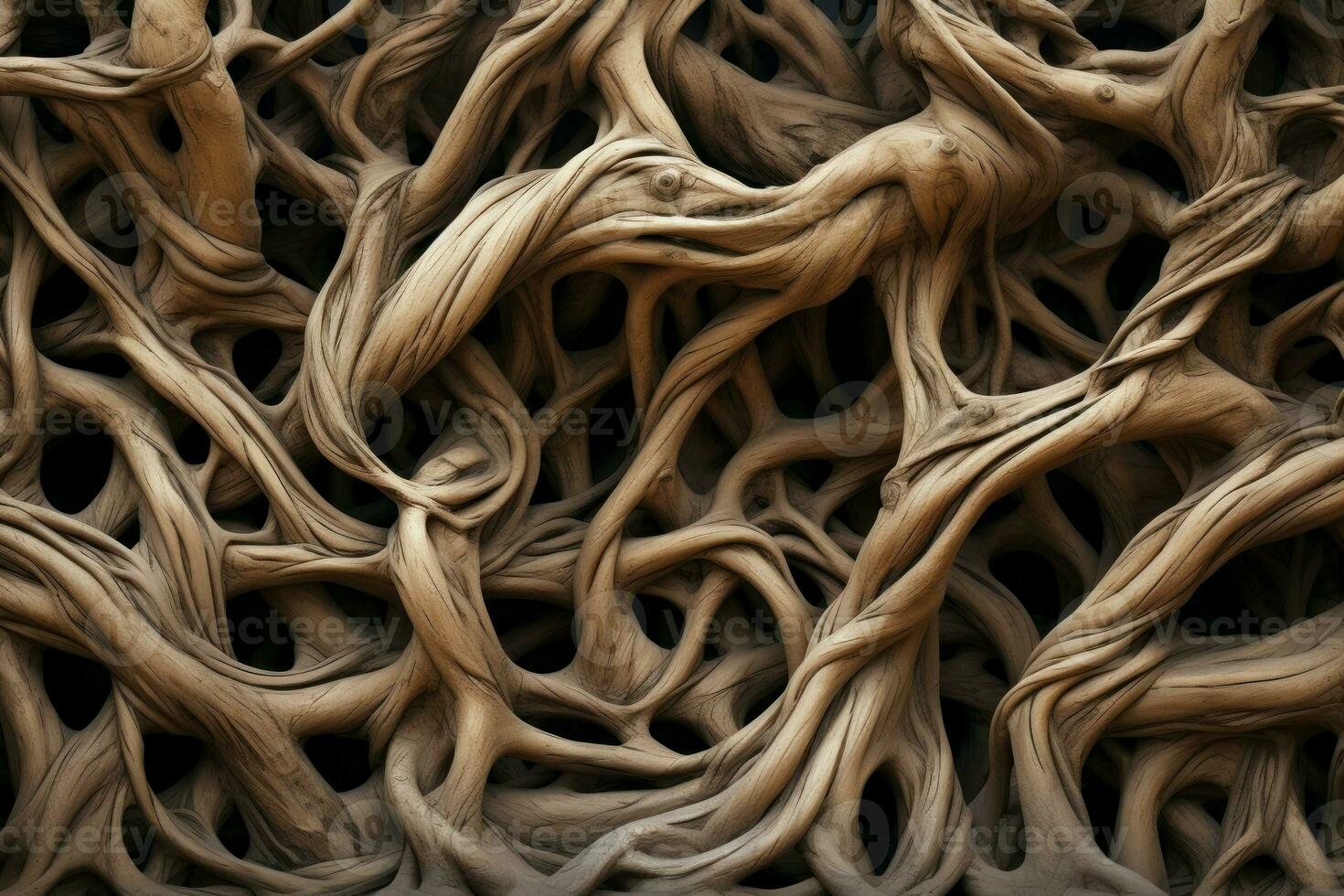 AI generated Knotted Intertwined wood branch. Generate Ai photo