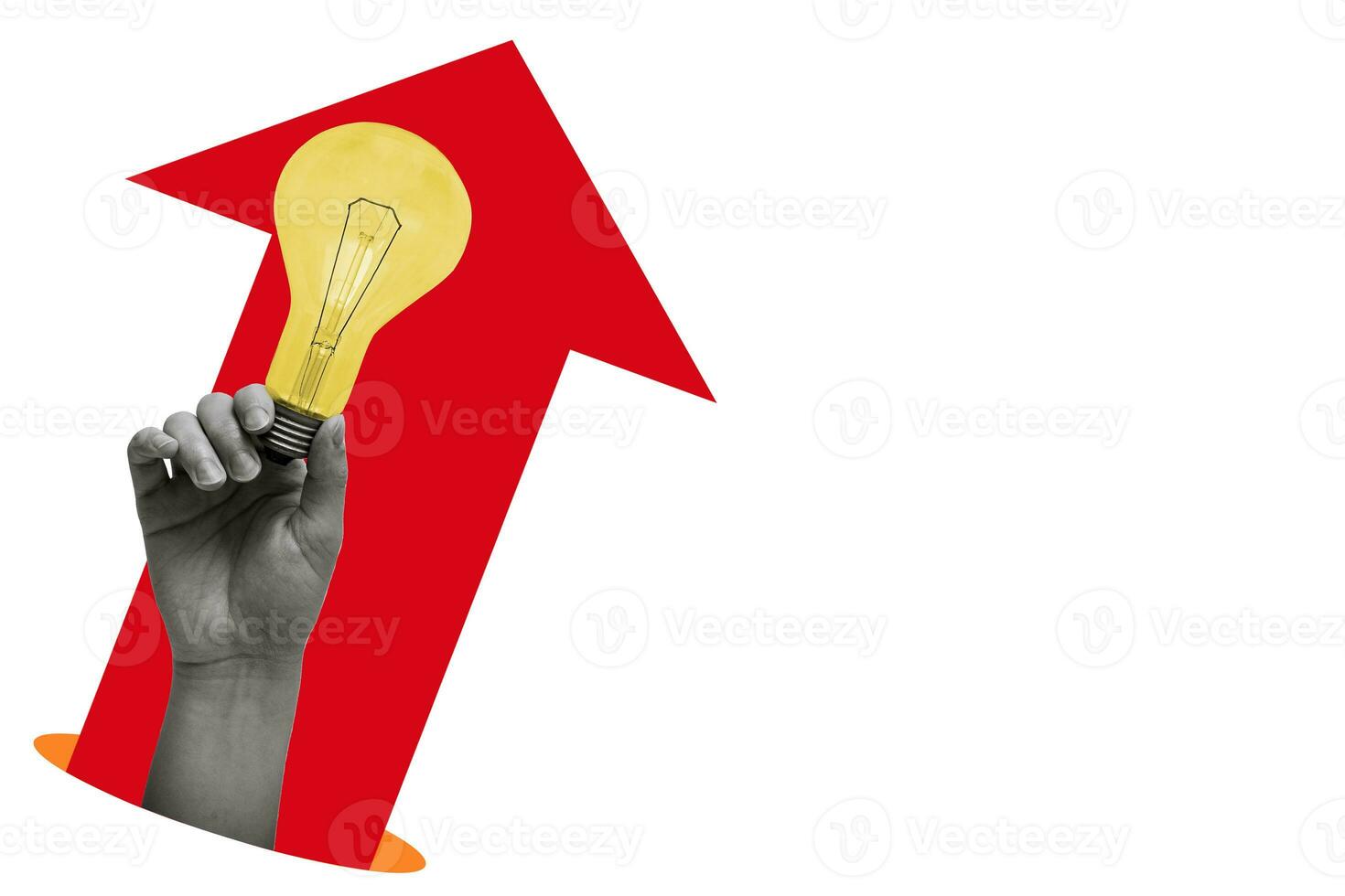 A hand holding a light bulb on a white background. Business idea concept. Copy space. photo