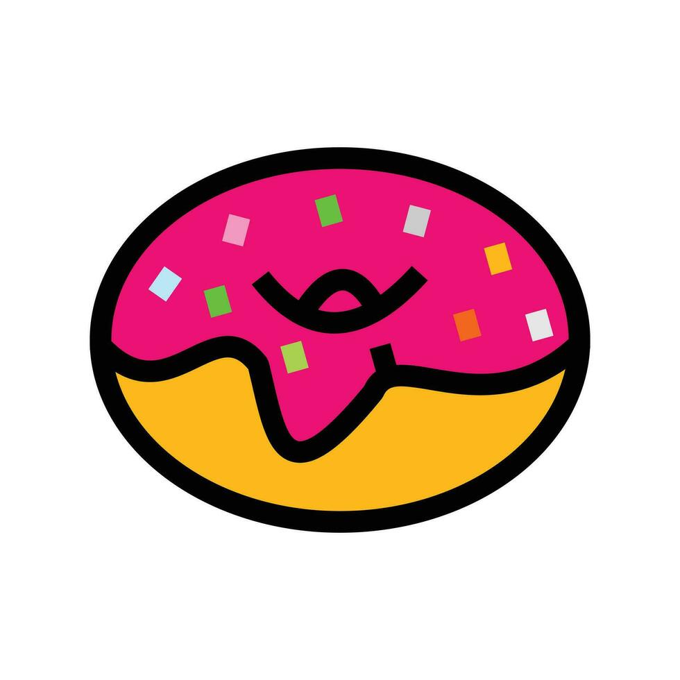 Donut with pink glaze and sprinkles. Vector illustration. food icon design elements. Food symbol graphic for your design needs