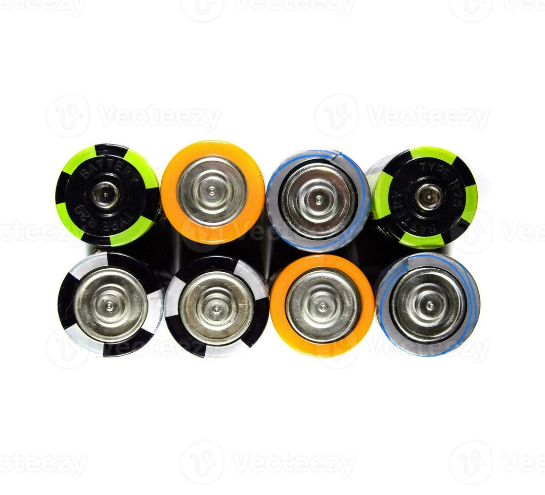 Salt and alkaline batteries, source of energy for portable technology. AAA and AA batteries photo