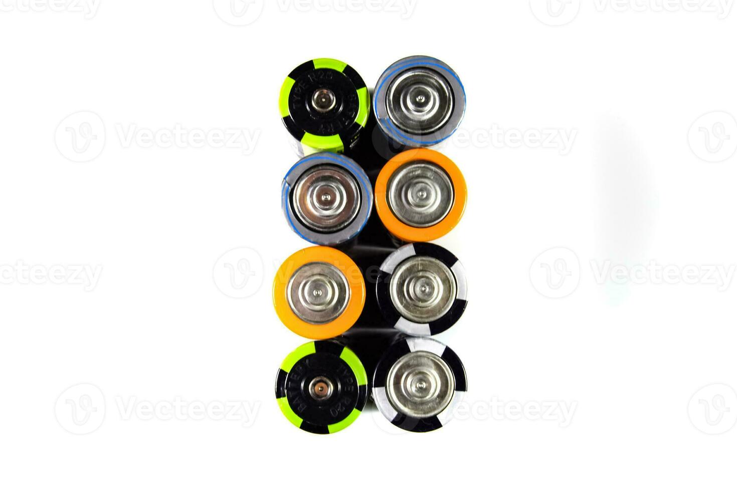 Salt and alkaline batteries, source of energy for portable technology. AAA and AA batteries photo