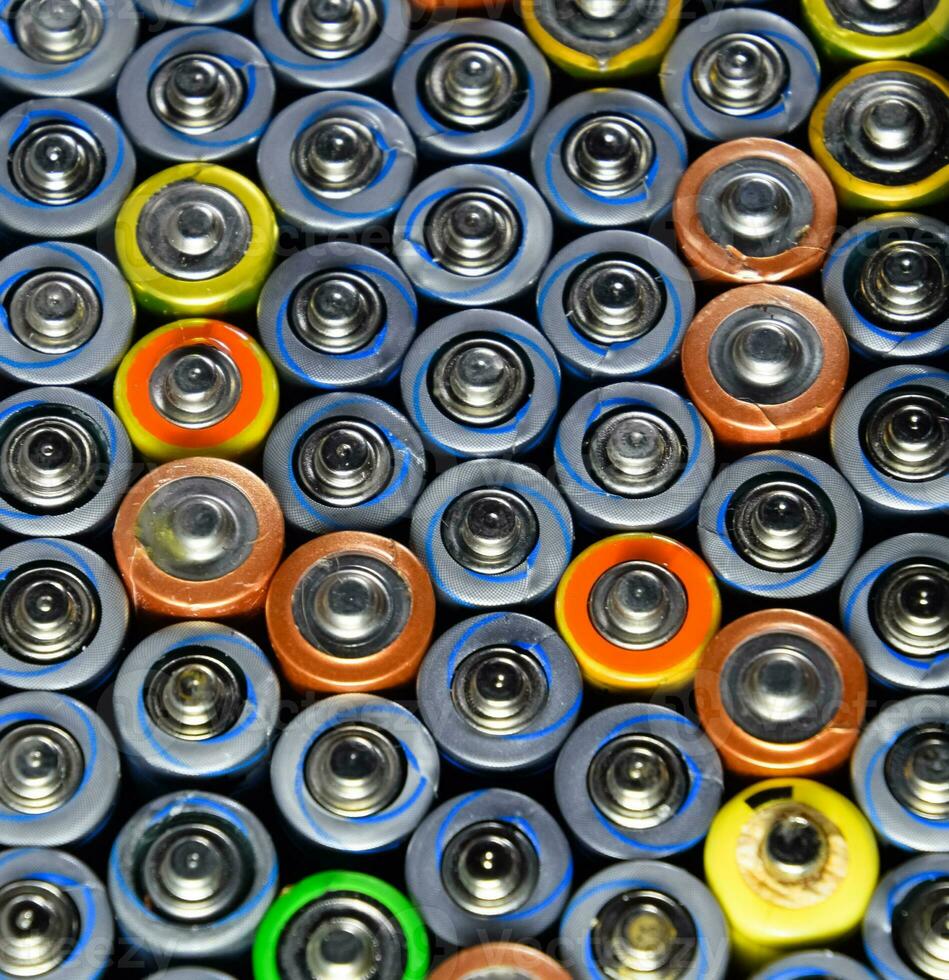 Salt and alkaline batteries, source of energy for portable technology. AAA and AA batteries photo