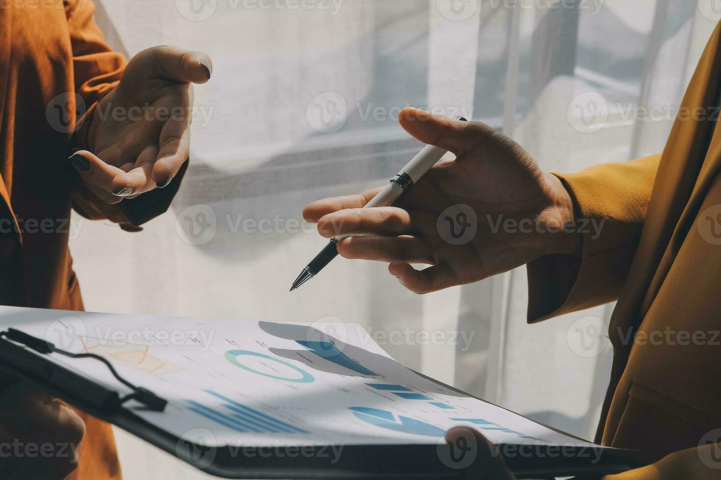 Team of business people working together in the meeting room office, teamwork background charts and graphs banner, double exposure successful teamwork,business planning concept. photo