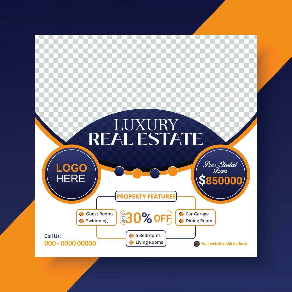 Real estate house property sale banner or social media post design template. vector