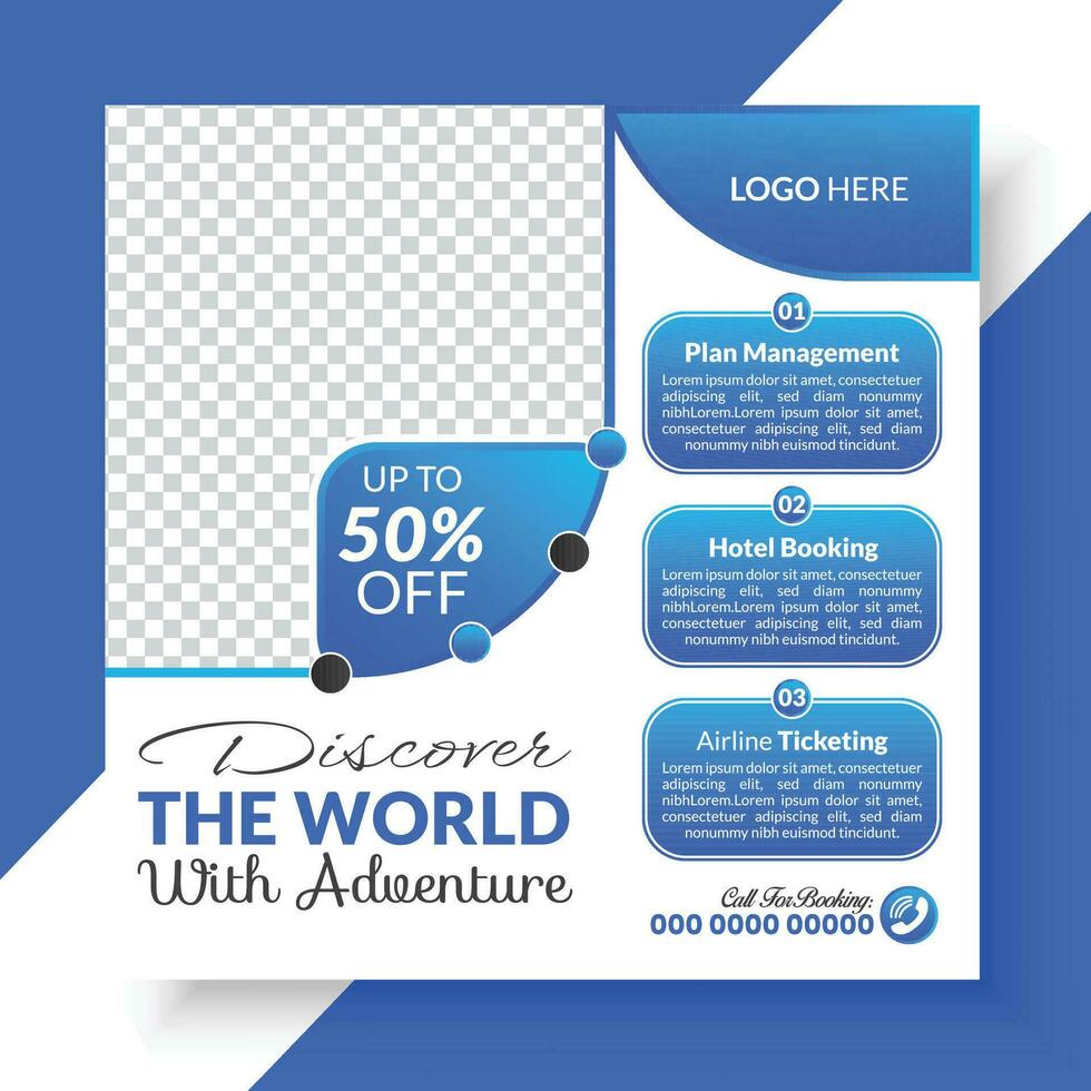 Travel and trip social media post design template. adventure social media post and travel promotion banner template online banner,social media,brand banner,post banner. vector