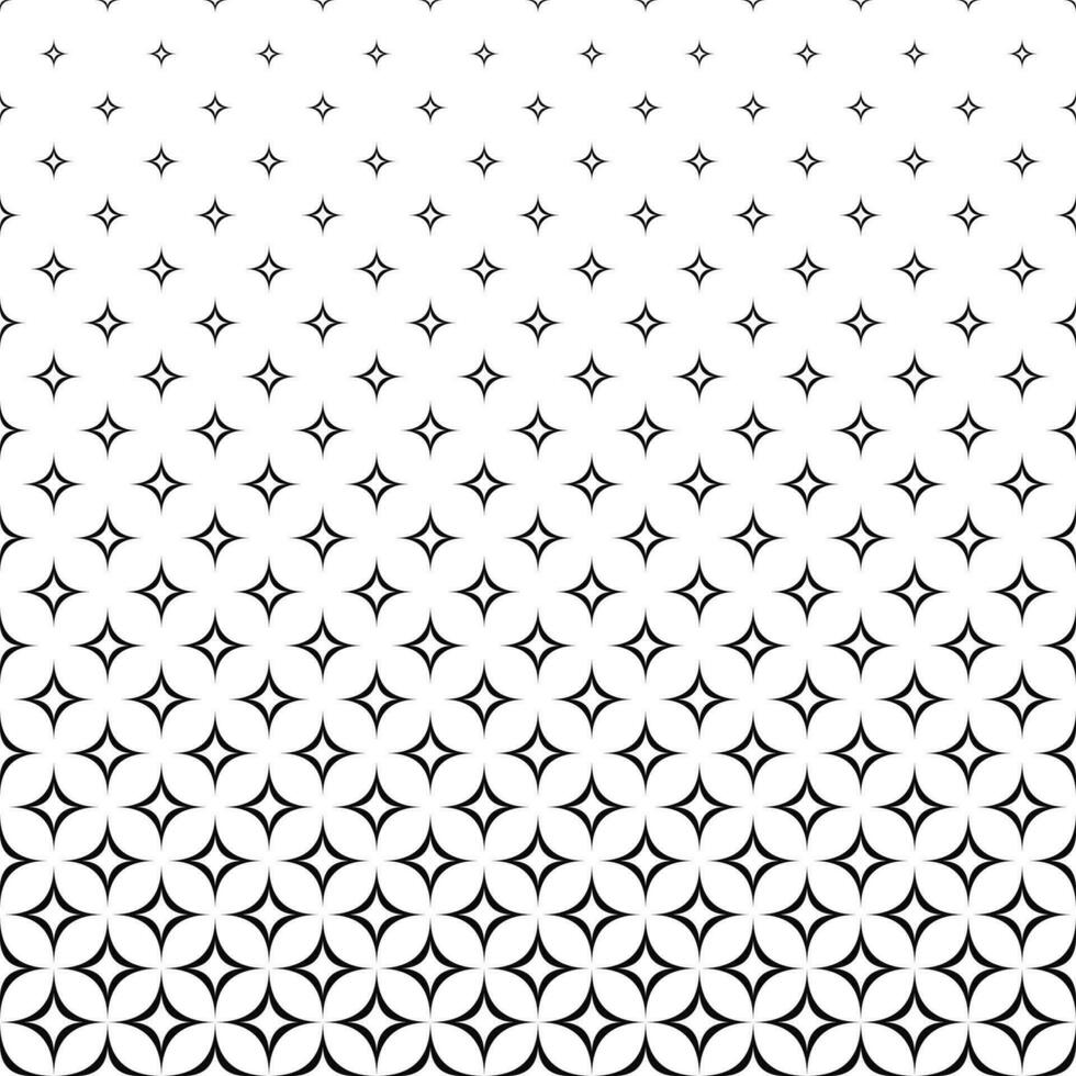 Seamless black and white curved star pattern vector
