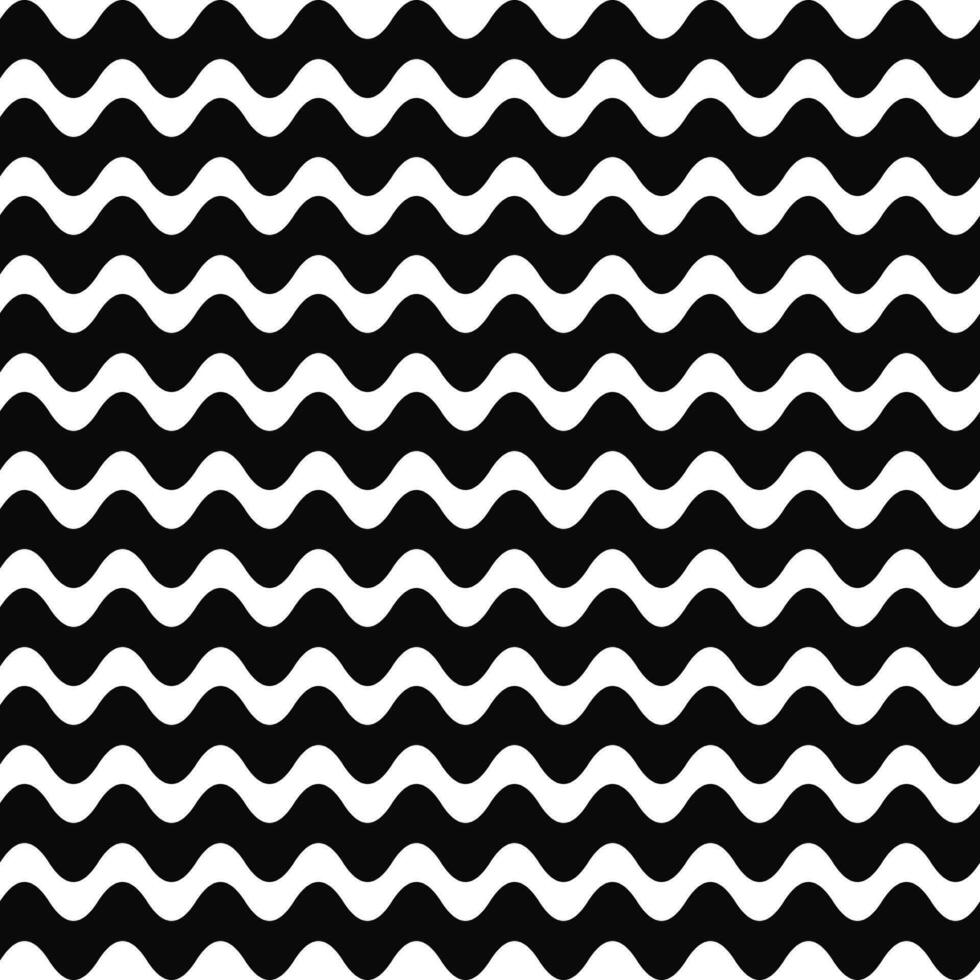 Repeating black and white wave stripe pattern vector