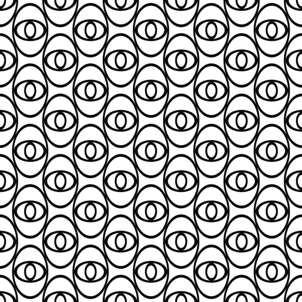 Monochrome abstract ellipse eye repeat pattern design vector